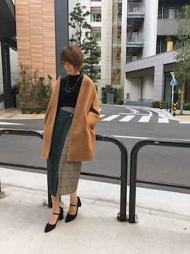 「ラップスカート」｜「アイテム（その他アウター）」を使った、uemiさん（レディース・163cm）の秋コーディネート