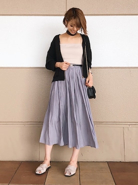 「ベアトップ」｜「アイテム（ブルゾン）」を使った、uemiさん（レディース・163cm）の夏コーディネート