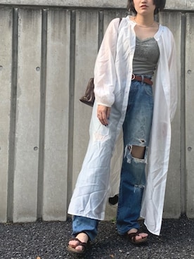 「シースルーワンピース」｜「アイテム（その他）」を使った、ERRIさん（レディース・161cm）の夏コーディネート