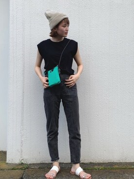 「CONVERSE（コンバース）のアイテム（ニットキャップ/ビーニー）」を使った、ERRIさん（レディース・161cm）の夏コーディネート