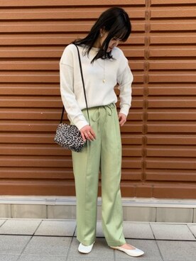 「green label relaxing（グリーンレーベルリラクシング）のFM オーバル プレート Yライン 2WAY ネックレス（ネックレス、シルバー系）」を使った、aoiさん（レディース・161cm）の冬コーディネート