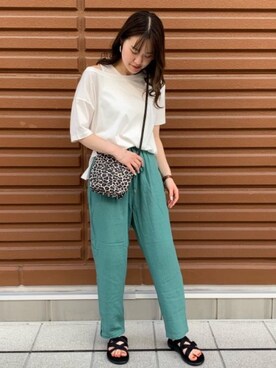 「Teva（テバ）の◆[ テバ ] Teva SC VOYA SLIDE サンダル（サンダル、ブラック系）」を使った、aoiさん（レディース・161cm）の夏コーディネート