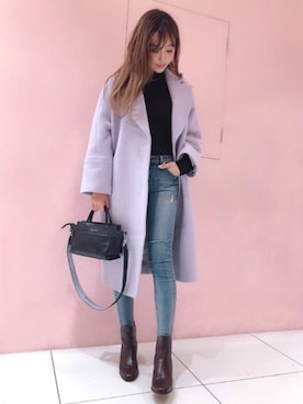 「SNIDEL（スナイデル）のアイテム（チェスターコート）」を使った、Annaさん（レディース・162cm）の春コーディネート