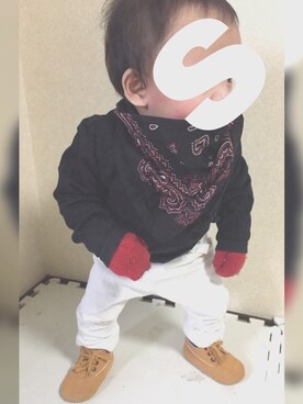 「？ ？のアイテム（Sneakers、オレンジ系）」を使った、⋆Kya¿?Na⋆さん（レディース・158cm）の冬コーディネート