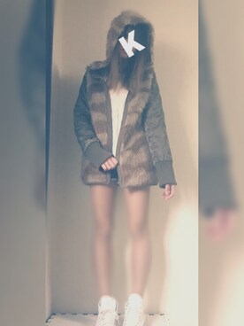 「INGNI（イング）のアイテム（Outerwear、グリーン系）」を使った、⋆Kya¿?Na⋆さん（レディース・158cm）の冬コーディネート