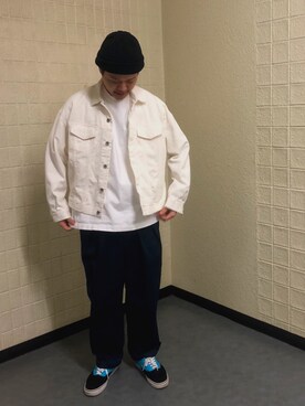 「JUNRED（ジュンレッド）のアイテム（デニムジャケット）」を使った、mitsuzukaさん（メンズ・178cm）の春コーディネート