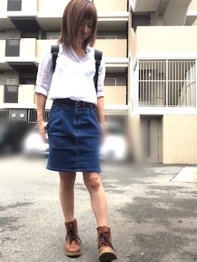 「プレミアムリネンシャツ」｜kyanpanchiさん（レディース・152cm）の秋コーディネート