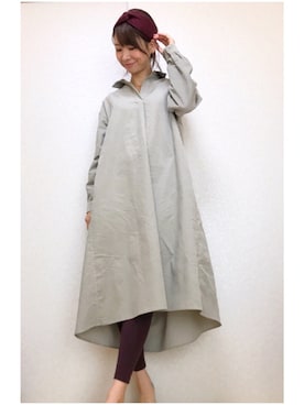 「AMERICAN HOLIC（アメリカンホリック）のアイテム（シャツワンピース、グレー系）」を使った、mai.さん（レディース・166cm）の秋コーディネート