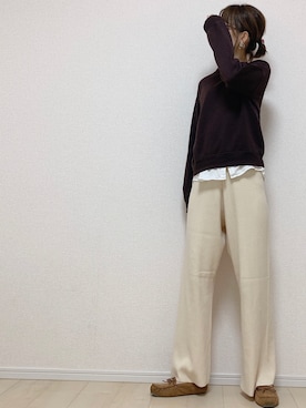 「リブニットパンツ」｜mai.さん（レディース・166cm）の冬コーディネート