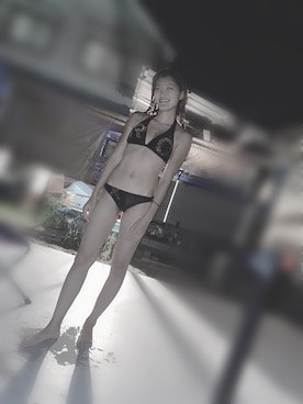 「ROXY（ロキシー）のアイテム（水着）」を使った、𝕜𝕪𝕠𝕜𝕠さん（レディース・169cm）の夏コーディネート