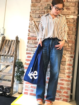 「アイテム（エコバッグ/サブバッグ）」を使った、ayakaさん（レディース・156cm）の夏コーディネート