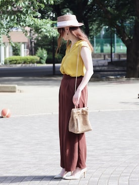 「a.g.plus（エージープラス）のアイテム（バッグ）」を使った、ちぃーさん（レディース・161cm）の夏コーディネート