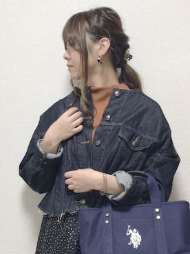 「秋のブラウンスタイル」｜「アイテム（デニムジャケット）」を使った、ちぃーさん（レディース・161cm）の秋コーディネート