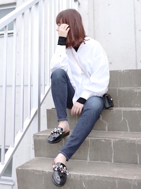 「zozoデニム」｜「アイテム（スリッポン）」を使った、ちぃーさん（レディース・161cm）の秋コーディネート