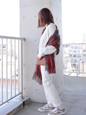 「YANUK（ヤヌーク）のYANUK 「SpillProof加工」 ストレート デニムパンツ ANNETTE (アネット) /57191018（デニムパンツ）」を使った、ちぃーさん（レディース・161cm）の冬コーディネート