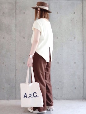 「ダニエルウェリントン」｜「アイテム（帽子）」を使った、ちぃーさん（レディース・161cm）の春コーディネート