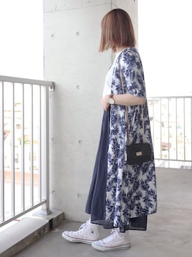 「ボタニカル」｜「アイテム（アナログ腕時計）」を使った、ちぃーさん（レディース・161cm）の夏コーディネート