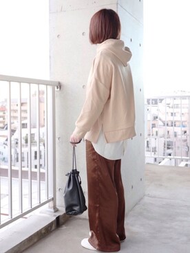 「サテンパンツ」｜「アイテム（福袋/福箱）」を使った、ちぃーさん（レディース・161cm）の秋コーディネート