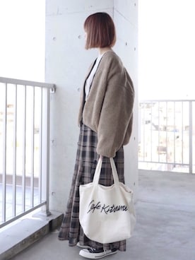 「チェック柄に恋してる」｜「アイテム（福袋/福箱）」を使った、ちぃーさん（レディース・161cm）の秋コーディネート