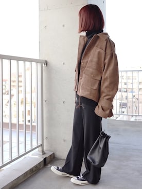 「DHOLIC（ディーホリック）のアイテム（その他アウター）」を使った、ちぃーさん（レディース・161cm）の秋コーディネート