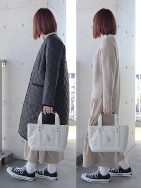 「キルティングコート」｜ちぃーさん（レディース・161cm）の秋コーディネート