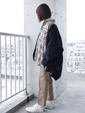 「mercibeaucoup,（メルシーボークー）のアイテム（その他アウター）」を使った、ちぃーさん（レディース・161cm）の冬コーディネート