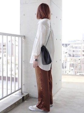 「サテンパンツ」｜「アイテム（福袋/福箱）」を使った、ちぃーさん（レディース・161cm）の冬コーディネート
