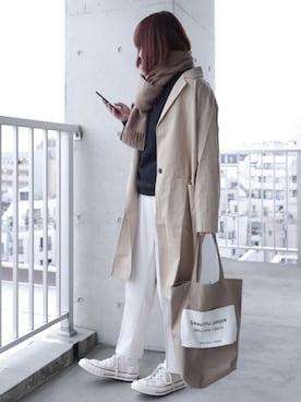 「ct70」｜「アイテム（チェスターコート）」を使った、ちぃーさん（レディース・161cm）の春コーディネート