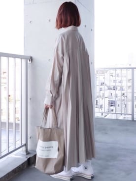 「シャツワンピース」｜「アイテム（福袋/福箱）」を使った、ちぃーさん（レディース・161cm）の春コーディネート