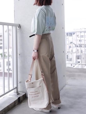 「アートTシャツ」｜「アイテム（福袋/福箱）」を使った、ちぃーさん（レディース・161cm）の夏コーディネート