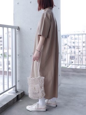 「DHOLIC（ディーホリック）のアイテム（シャツワンピース）」を使った、ちぃーさん（レディース・161cm）の夏コーディネート