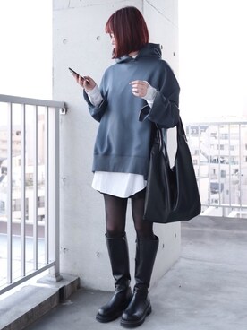 「レザー」｜「アイテム（福袋/福箱）」を使った、ちぃーさん（レディース・161cm）の冬コーディネート