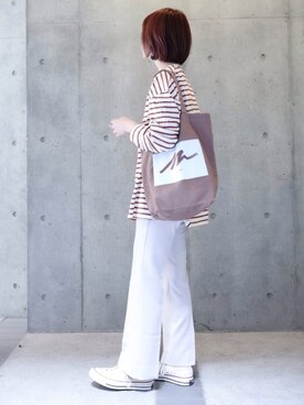 「ボーダーTシャツ」｜「アイテム（福袋/福箱）」を使った、ちぃーさん（レディース・161cm）の夏コーディネート