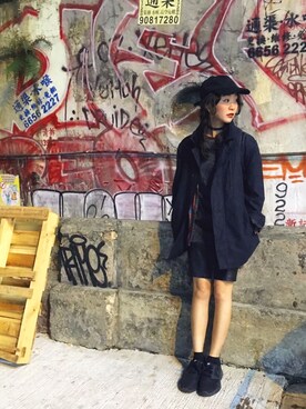 「black」｜「アイテム（マウンテンパーカー）」を使った、waiwaicさん（レディース・165cm）の冬コーディネート