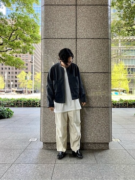 「アイテム（カーゴパンツ、ホワイト系）」を使った、shuuuut510さん（メンズ・179cm）の春コーディネート