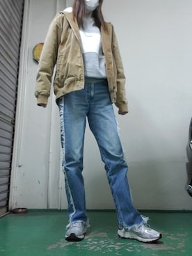 「162cm」｜「アイテム（ブルゾン）」を使った、真友さん（レディース・162cm）の冬コーディネート