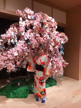 「アイテム（浴衣、オレンジ系）」を使った、AMO-wyさん（レディース・155cm）の冬コーディネート