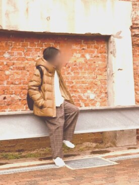 「ブラウンコーデ」｜「アイテム（ダウンベスト）」を使った、ぽんずさん（レディース・155cm）の冬コーディネート