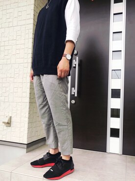 「Graphpaper（グラフペーパー）のアイテム（ニット/セーター）」を使った、sotorichさん（メンズ・176cm）の夏コーディネート