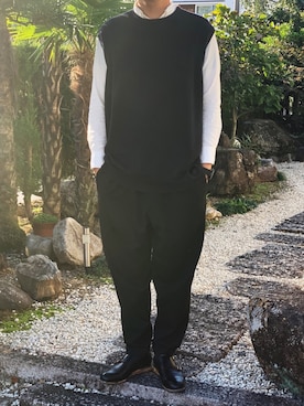 「Graphpaper（グラフペーパー）のアイテム（ベスト）」を使った、sotorichさん（メンズ・176cm）の秋コーディネート