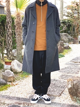 Mackintosh ラグランスリーブバルカラーコートを使ったメンズ人気ファッションコーディネート Wear