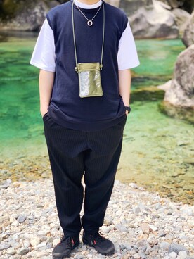 「Graphpaper（グラフペーパー）のアイテム（ベスト）」を使った、sotorichさん（メンズ・176cm）の春コーディネート