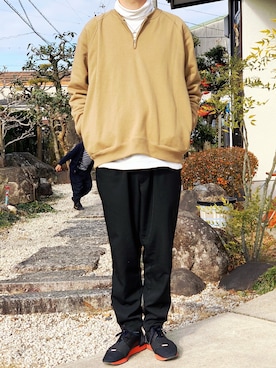 「Graphpaper（グラフペーパー）のアイテム（スウェット）」を使った、sotorichさん（メンズ・176cm）の冬コーディネート