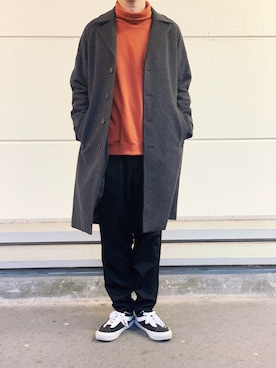 「Graphpaper（グラフペーパー）のアイテム（スウェット）」を使った、sotorichさん（メンズ・176cm）の冬コーディネート