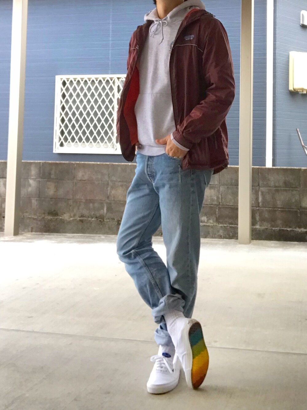 「HANGTENのアイテム（ナイロンジャケット、ブラウン系）」を使った、YUSUKE_PITTさん（メンズ・173cm）の秋コーディネートの1枚目の写真