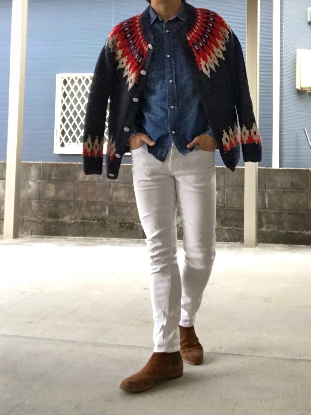 「RonHerman VINTAGEのアイテム（その他アウター、ブルー系）」を使った、YUSUKE_PITTさん（メンズ・173cm）の冬コーディネートの1枚目の写真