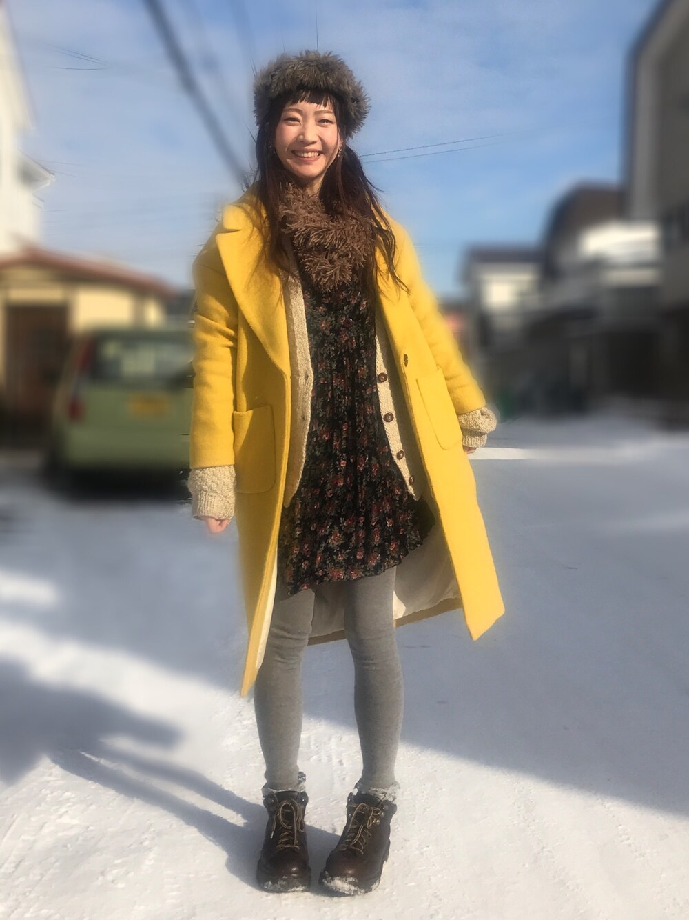 「パイロット帽のアイテム（帽子、グレー系）」を使った、ワンダーねこビールさん（レディース・162cm）の冬コーディネートの1枚目の写真