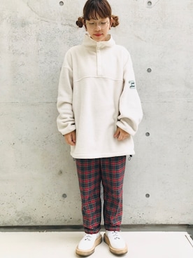 「ジョージコックス」｜「アイテム（スウェット）」を使った、higumarukaさん（レディース・153cm）の冬コーディネート
