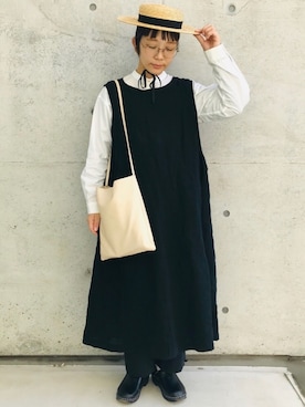 「chambre de charme（シャンブルドゥシャーム）のアイテム（ワンピース）」を使った、higumarukaさん（レディース・153cm）の春コーディネート
