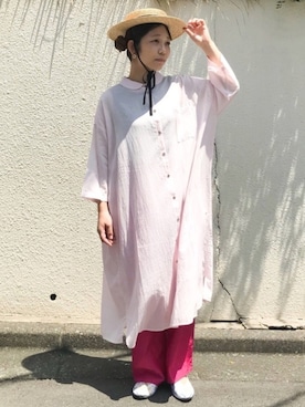 「chambre de charme（シャンブルドゥシャーム）のアイテム（ワンピース）」を使った、higumarukaさん（レディース・153cm）の夏コーディネート